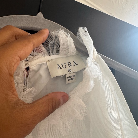 Aura Shock & Awe White Sleeveless Ruffled Tiered Tulle Maxi Dress NWT - Picture 4 of 7